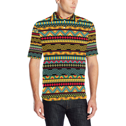 African Pattern Print Design 03 Men Polo Shirt