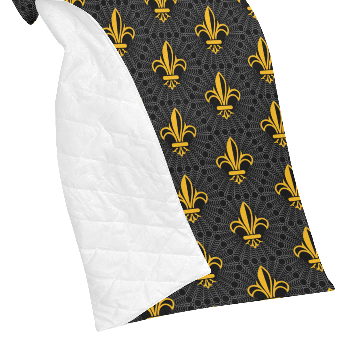 Fleur De Lis Gold Pattern Print Design 01 Premium Quilt