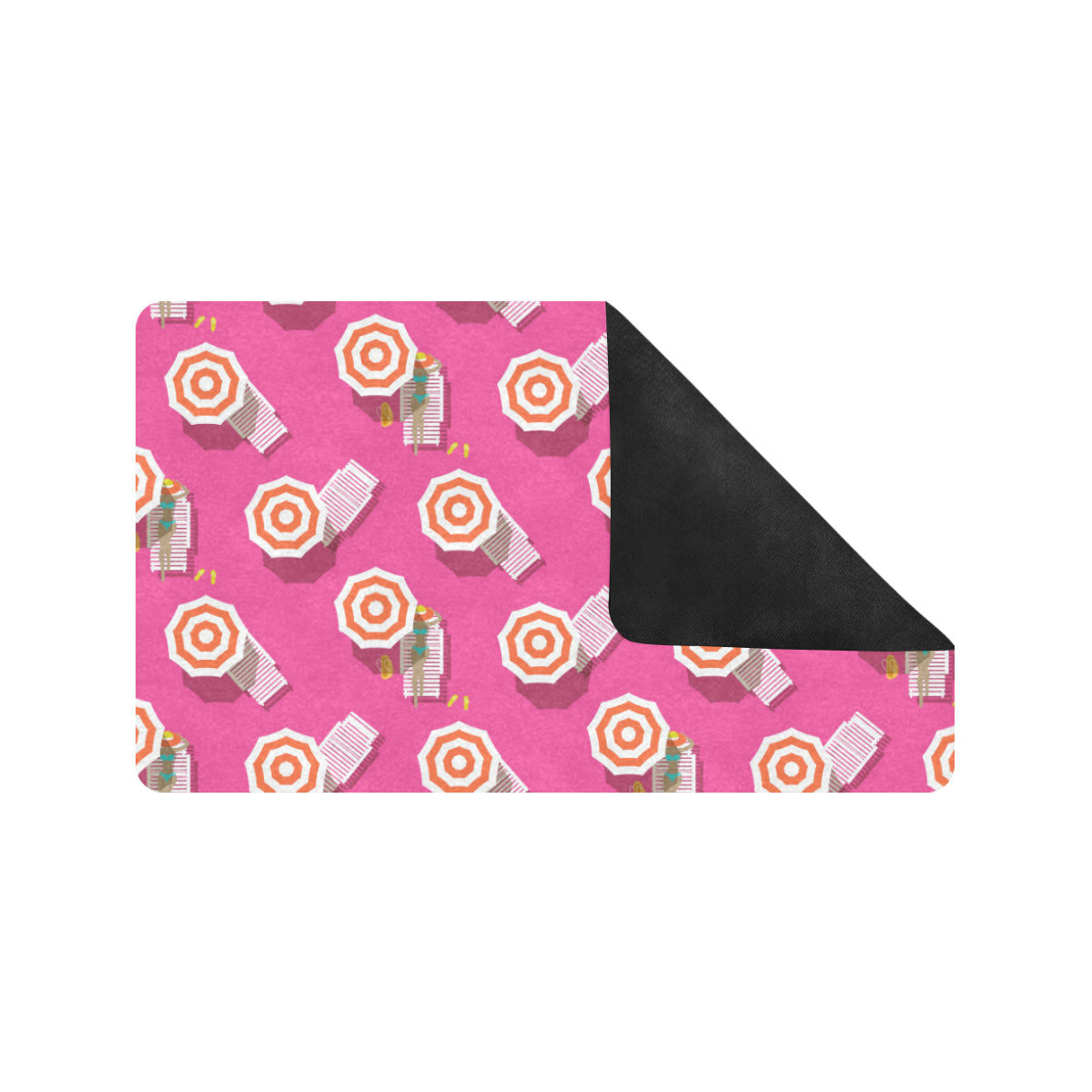 Beach Top View Umbrella Theme Rubber Doormat