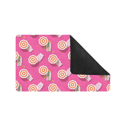 Beach Top View Umbrella Theme Rubber Doormat
