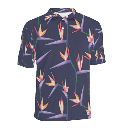 Bird Of Paradise Pattern Print Design BOP015 Men Polo Shirt