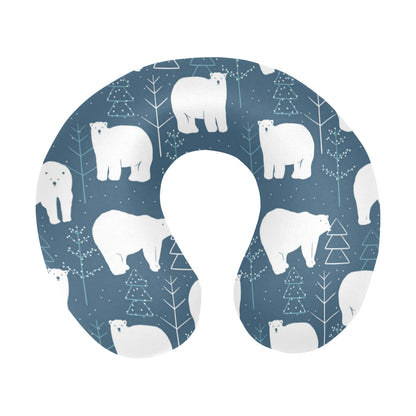 Polar Bear Pattern Print Design A01 U-Shaped Travel Neck Pillow