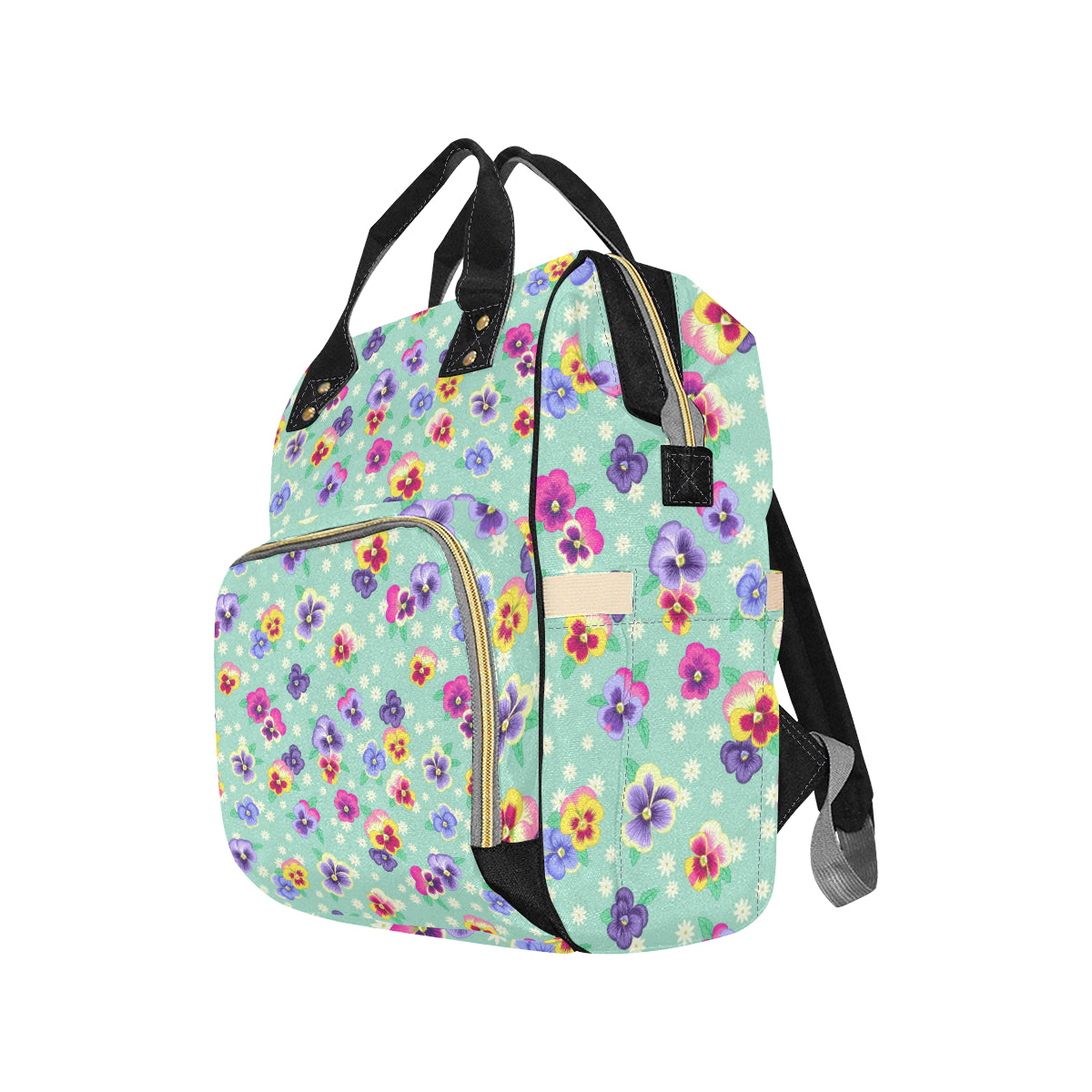 Pansy Pattern Print Design PS08 Diaper Bag Backpack