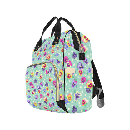 Pansy Pattern Print Design PS08 Diaper Bag Backpack