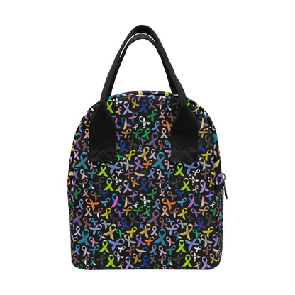 Breast Cancer Awareness Colorful Print Insulated Lunch Bag