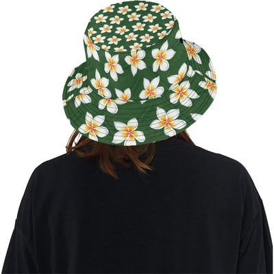 White Plumeria Pattern Print Design PM020 Unisex Bucket Hat