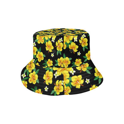 Yellow Hibiscus Pattern Print Design HB08 Unisex Bucket Hat