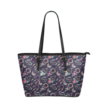 Boho Dream Catcher Colorful Leather Tote Bag