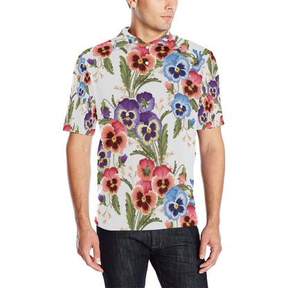 Pansy Pattern Print Design PS06 Men Polo Shirt