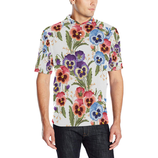 Pansy Pattern Print Design PS06 Men Polo Shirt