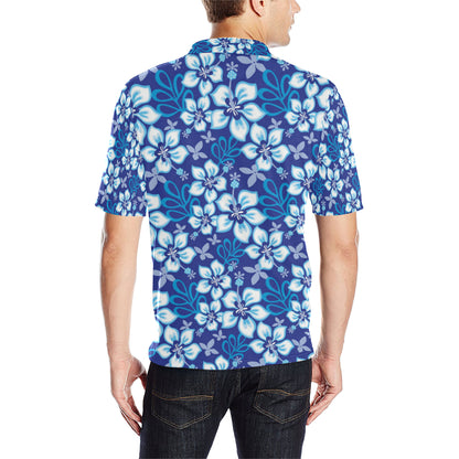 Hibiscus Pattern Print Design HB04 Men Polo Shirt
