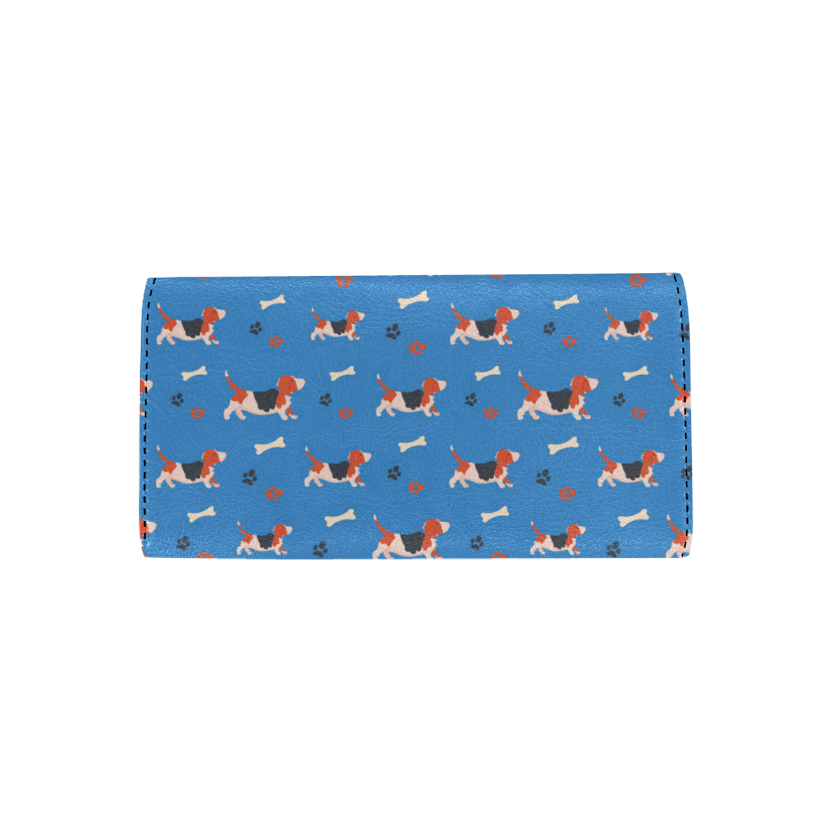 Basset Hound Pattern Print Design 02 Women's Trifold Wallet