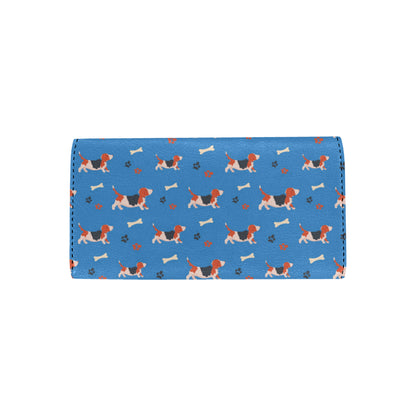 Basset Hound Pattern Print Design 02 Women's Trifold Wallet