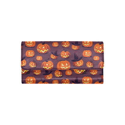 Halloween Pumpkin Pattern Print Design 03 Women's Trifold Wallet