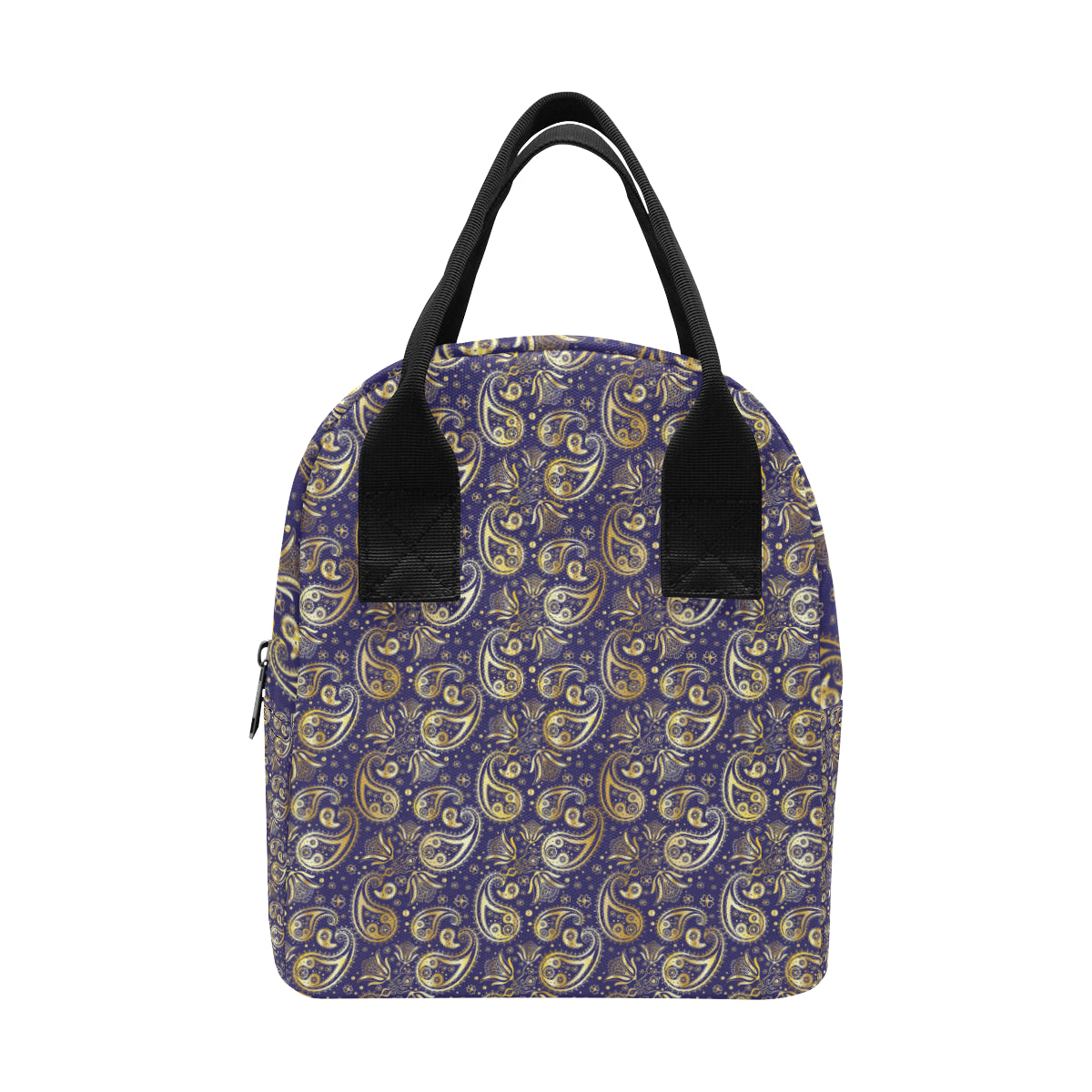Paisley Blue Yellow Design Print Insulated Lunch Bag