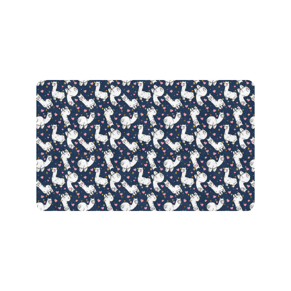 Alpaca Heart Star Design Themed Print Rubber Doormat