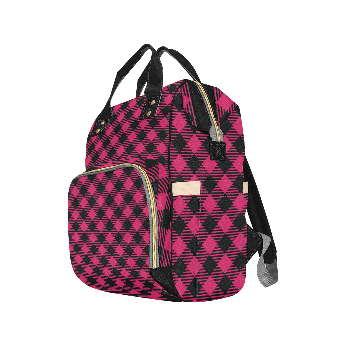 Buffalo check Pink Pattern Print Design 01 Diaper Bag Backpack