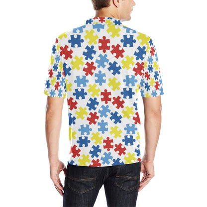 Autism Awareness Pattern Print Design 04 Men Polo Shirt