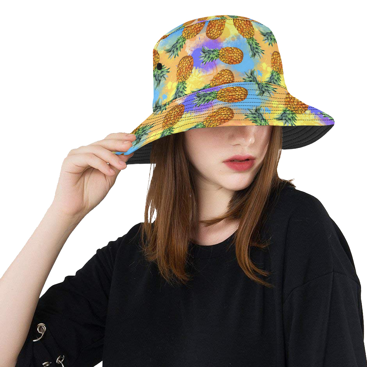 Pineapple Pattern Print Design PP09 Unisex Bucket Hat