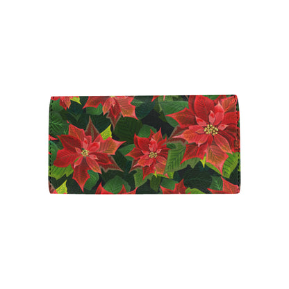 Poinsettia Pattern Print Design POT04 Women's Trifold Wallet