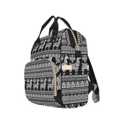 Llama Aztec Style Pattern Print Design 01 Diaper Bag Backpack