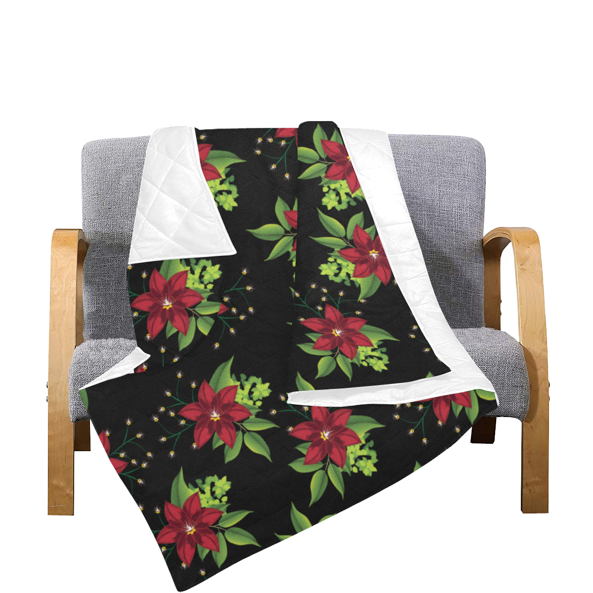 Poinsettia Pattern Print Design A01 Premium Quilt