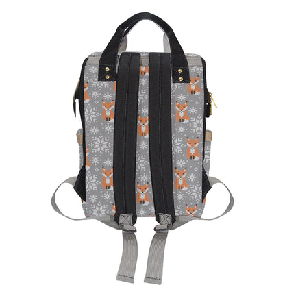 Knit Red Fox Pattern Print Design 02 Diaper Bag Backpack