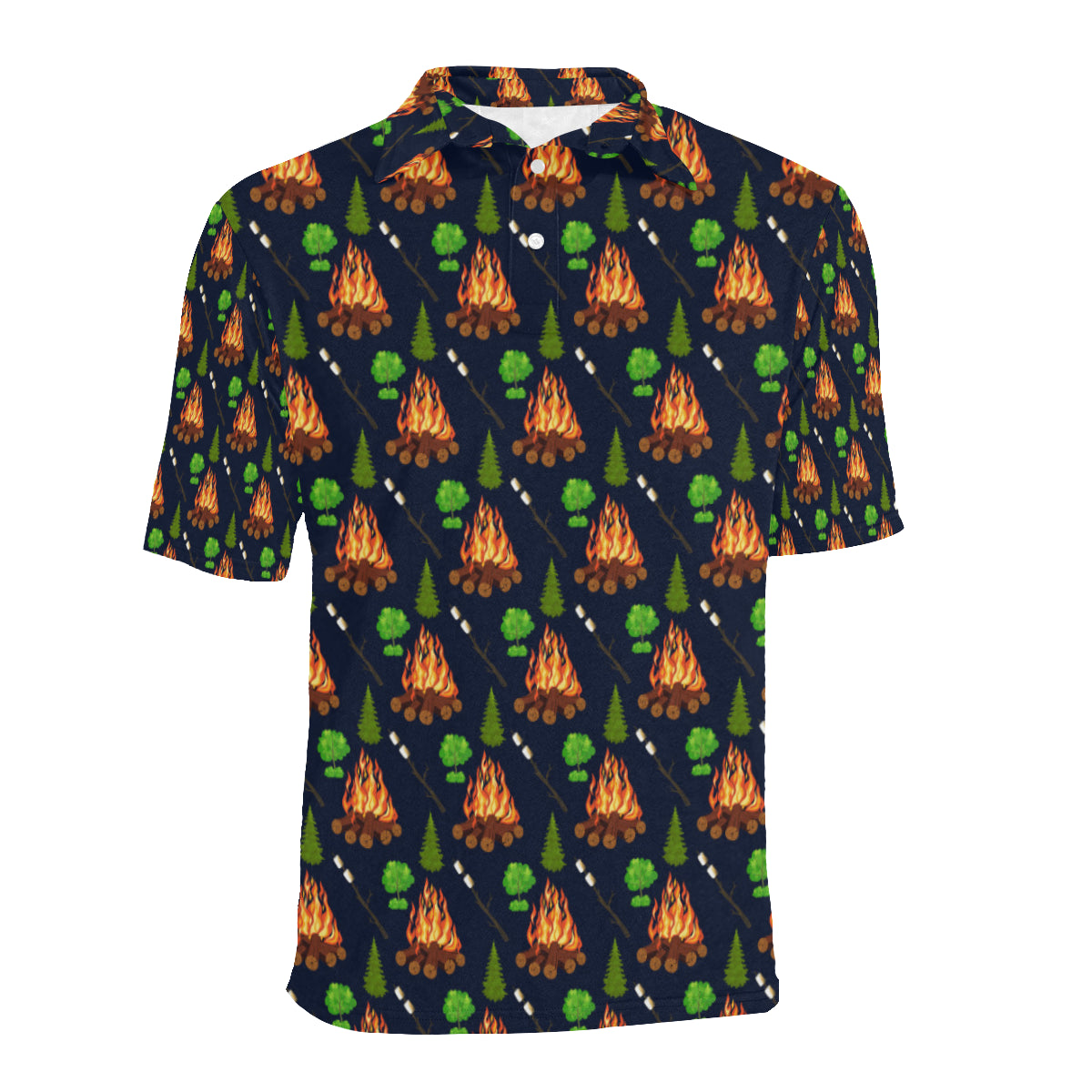 Camfire marshmallow Camping Design Print Men Polo Shirt