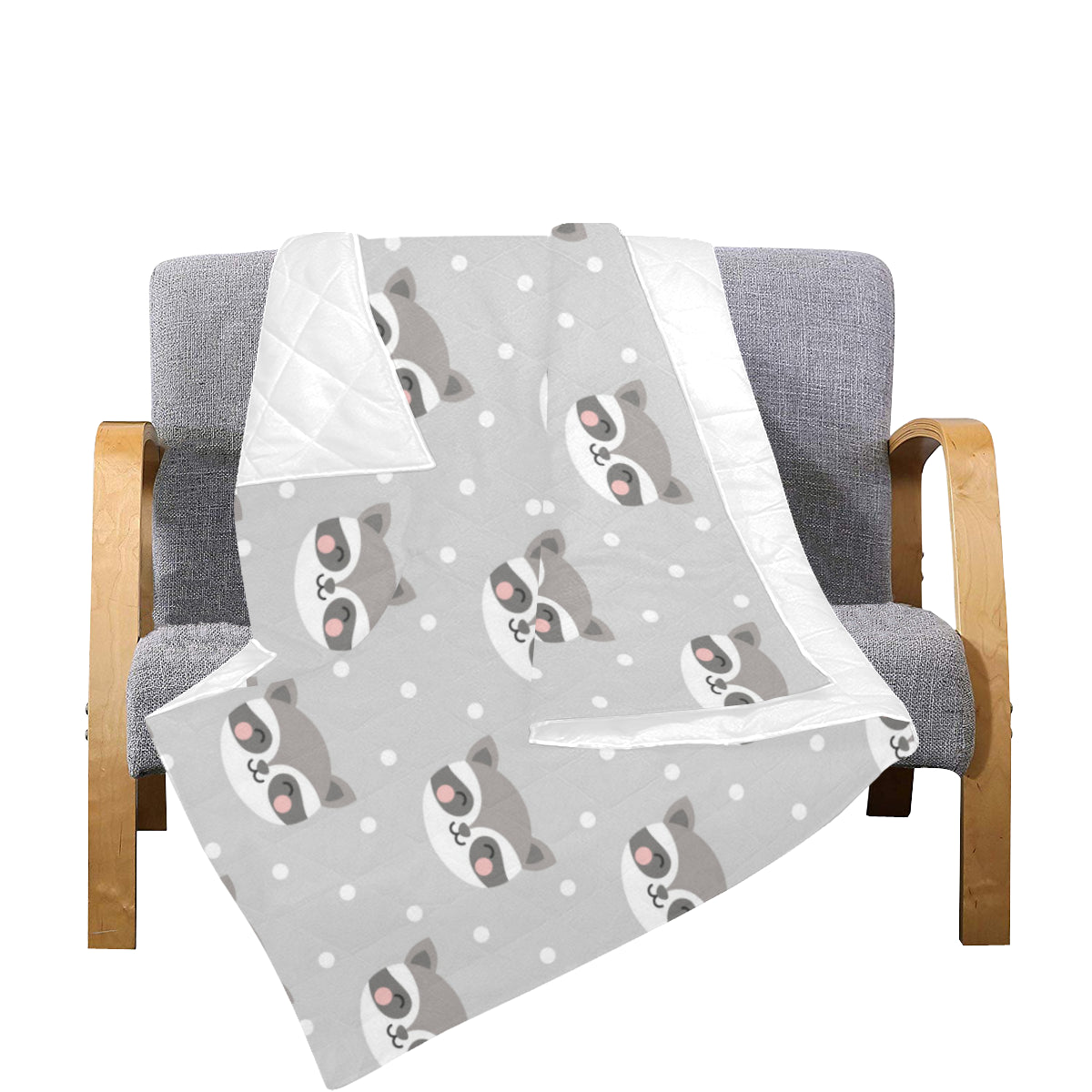 Raccoon Pattern Print Design A04 Premium Quilt