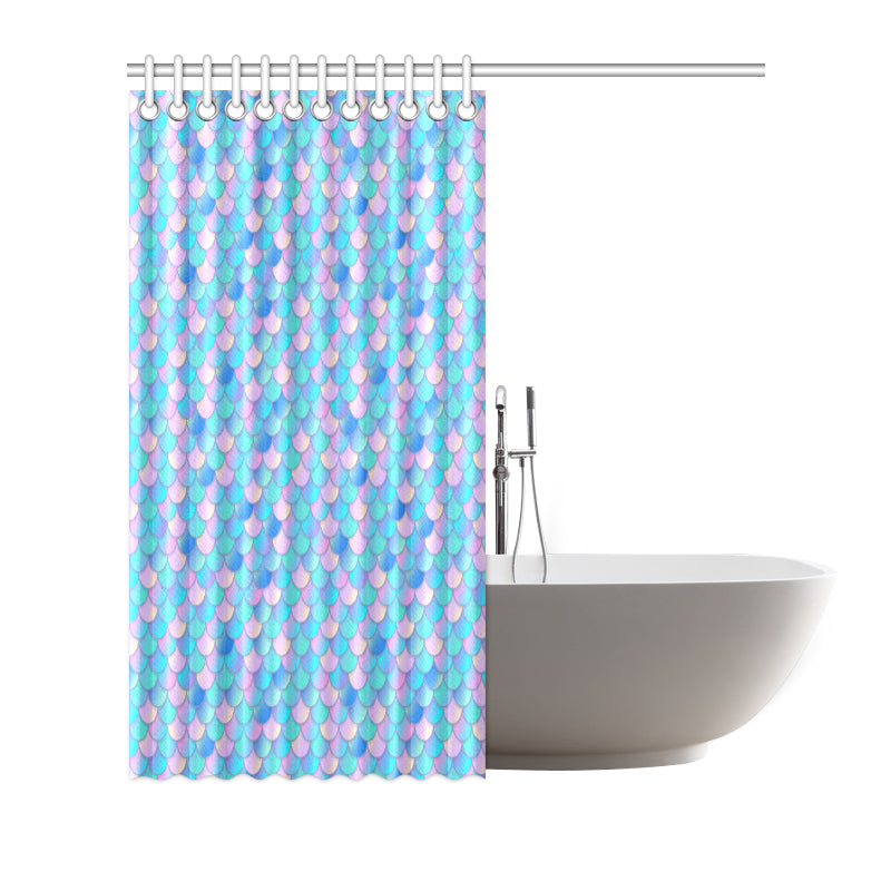 Mermaid Scales Pastel Pattern Print Design 07 Shower Curtain
