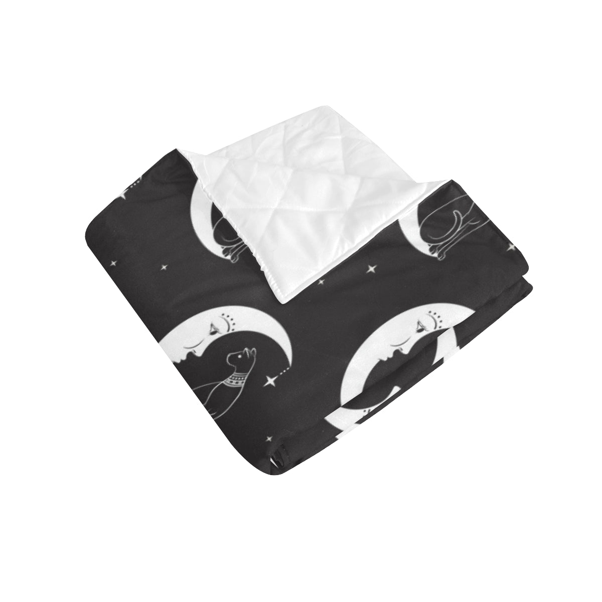 Moon with Cat Pattern Print Design 04 Premium Quilt