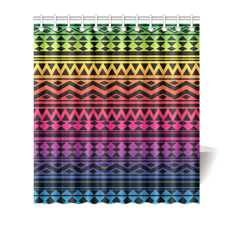 Rainbow Tribal Pattern Print Design A02 Shower Curtain