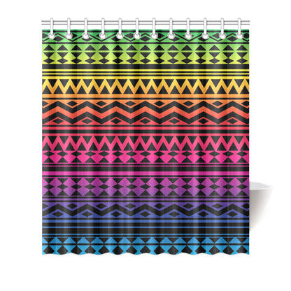 Rainbow Tribal Pattern Print Design A02 Shower Curtain