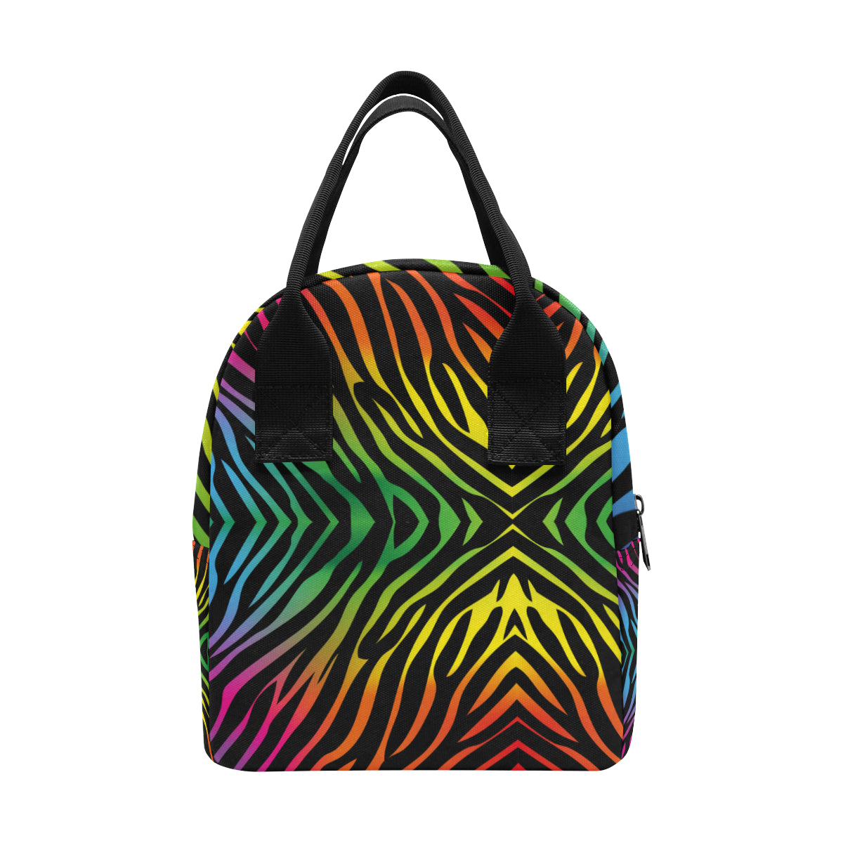 Rainbow Zebra Themed Print Insulated Lunch Bag