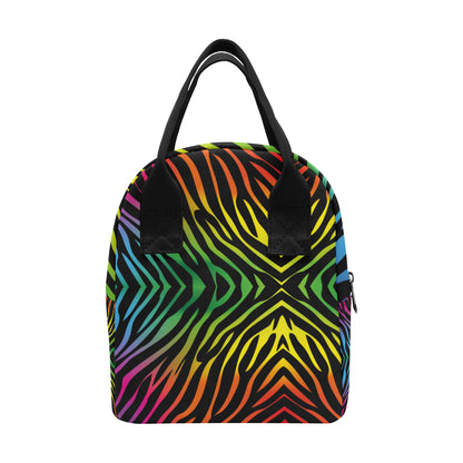 Rainbow Zebra Themed Print Insulated Lunch Bag