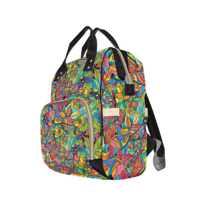 Psychedelic Trippy Flower Print Diaper Bag Backpack