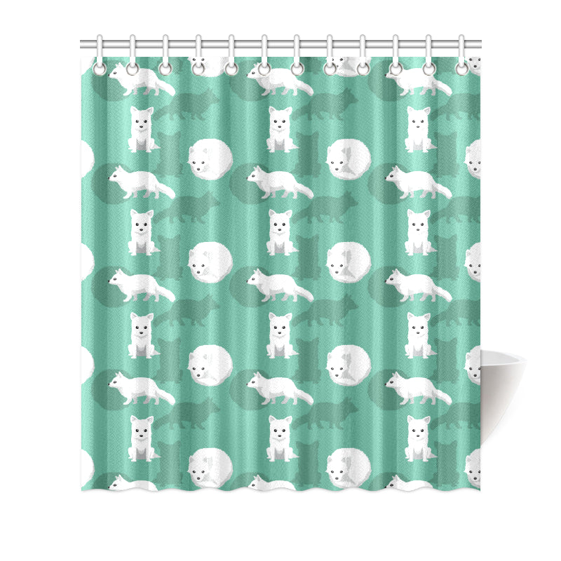 Arctic Fox Pattern Print Design Shower Curtain