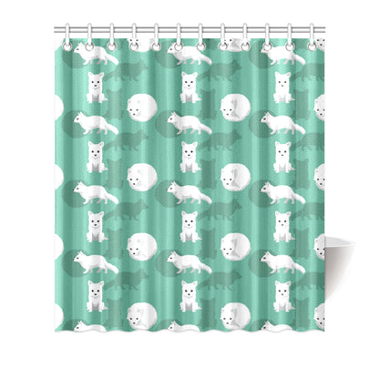 Arctic Fox Pattern Print Design Shower Curtain