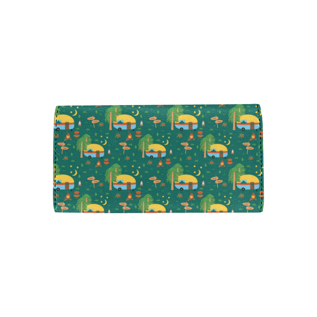 Camping Camper Pattern Print Design 06 Women's Trifold Wallet