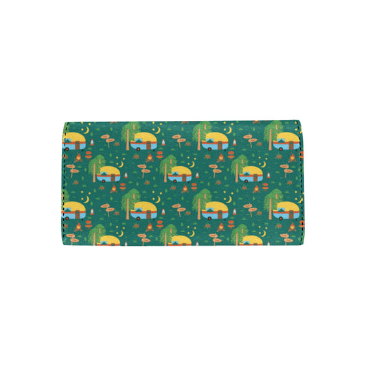 Camping Camper Pattern Print Design 06 Women's Trifold Wallet