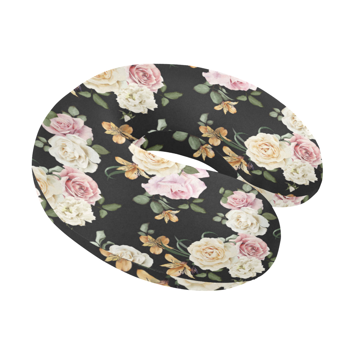 Rose Pattern Print Design A01 U-Shaped Travel Neck Pillow
