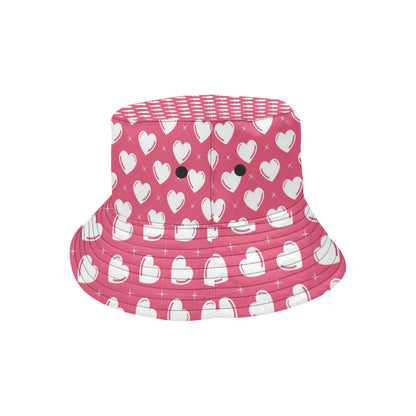 Heart Pattern Print Design HE07 Unisex Bucket Hat