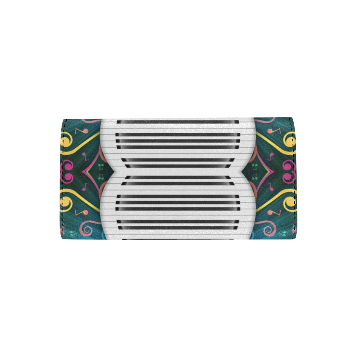 Piano Pattern Print Design 01 Women's Trifold Wallet