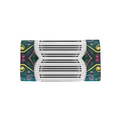 Piano Pattern Print Design 01 Women's Trifold Wallet