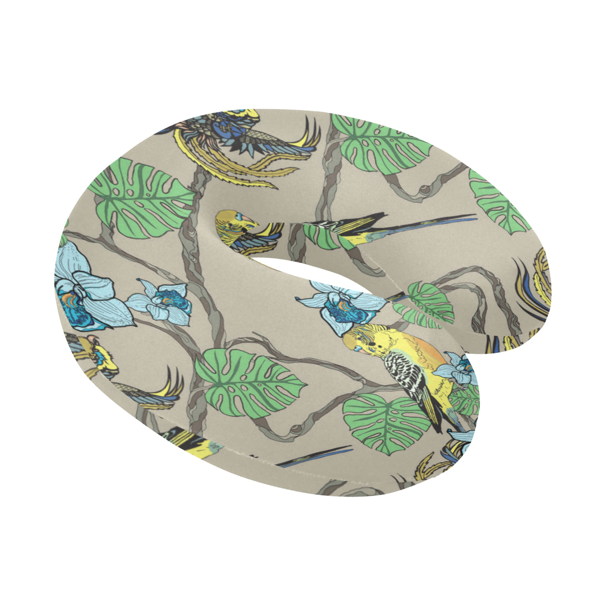 Parakeet Pattern Print Design A02 U-Shaped Travel Neck Pillow