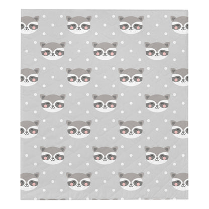 Raccoon Pattern Print Design A04 Premium Quilt