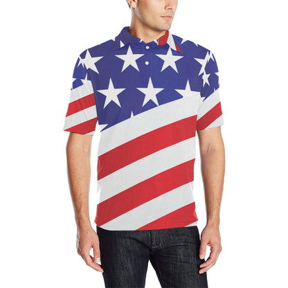 American flag Print Men Polo Shirt
