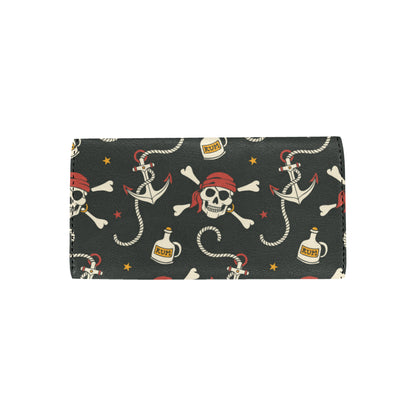 Pirate Pattern Print Design A02 Women's Trifold Wallet