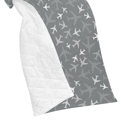 Airplane Pattern Print Design 02 Premium Quilt