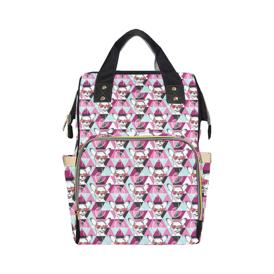 Chihuahua Cute Triangle Pattern Diaper Bag Backpack